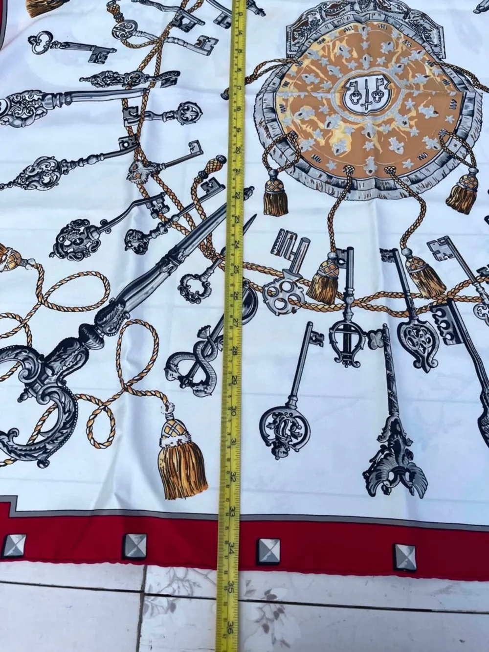 Hermes Red and Cream Key Motif Wall Tapestry
